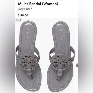 Tory Burch miller sandals Malta Gray Patent  size 8.5